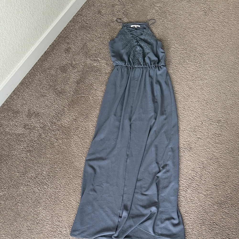 Wayf Charcoal Lace-Trimmed Dress